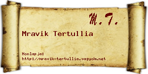 Mravik Tertullia névjegykártya